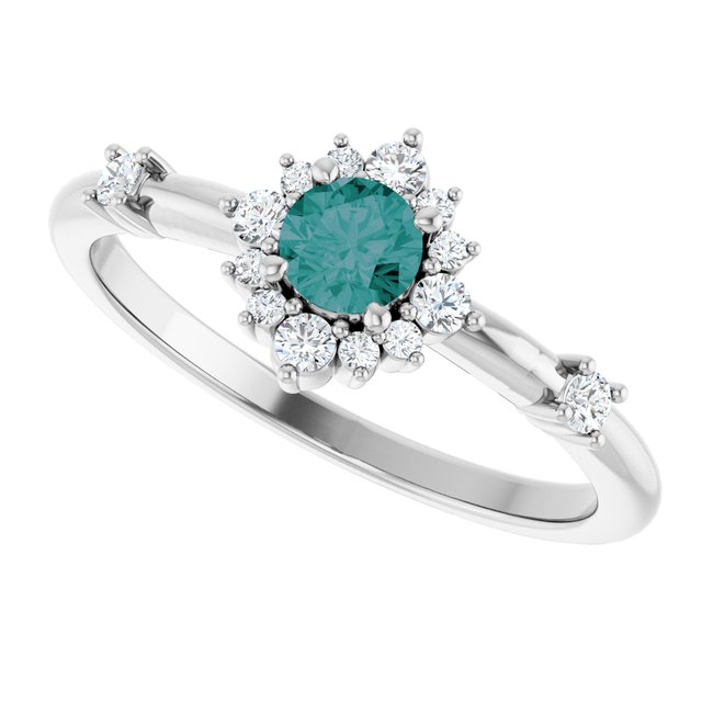 14k-white-lab-grown-alexandrite-&-1/6-ctw-natural-diamond-halo-style-ring