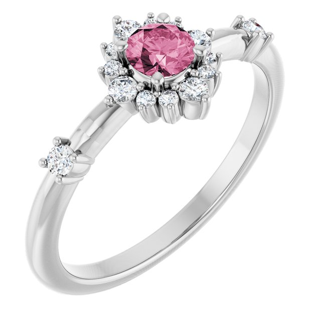 14k-white-natural-pink-tourmaline-&-1/6-ctw-natural-diamond-halo-style-ring