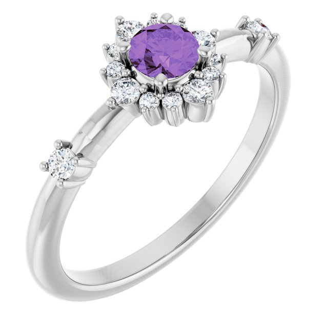 14k-white-natural-amethyst-&-1/6-ctw-natural-diamond-ring