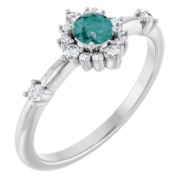 14k-white-lab-grown-alexandrite-&-1/6-ctw-natural-diamond-halo-style-ring