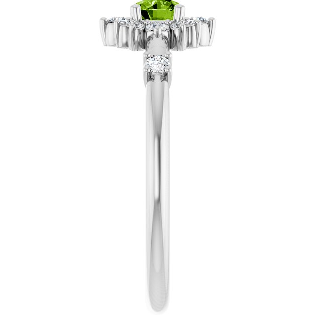 14k-white-natural-peridot-&-1/6-ctw-natural-diamond-halo-style-ring