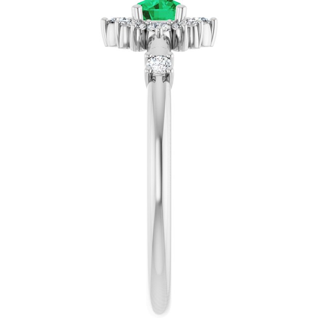 14k-white-lab-grown-emerald-&-1/6-ctw-natural-diamond-halo-style-ring