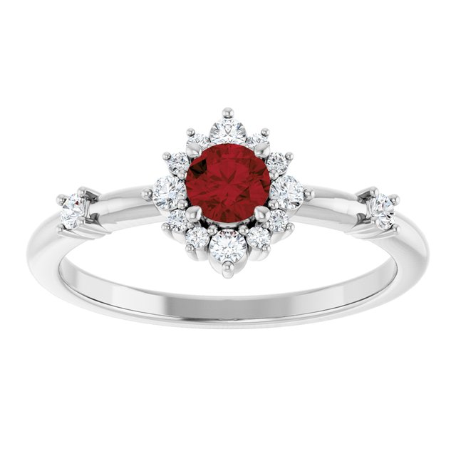 14k-white-natural-mozambique-garnet-&-1/6-ctw-natural-diamond-halo-style-ring