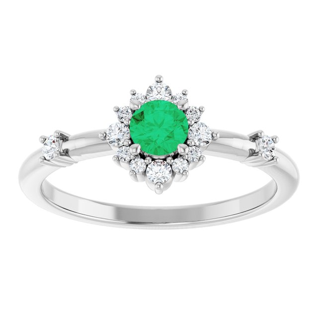 14k-white-lab-grown-emerald-&-1/6-ctw-natural-diamond-halo-style-ring
