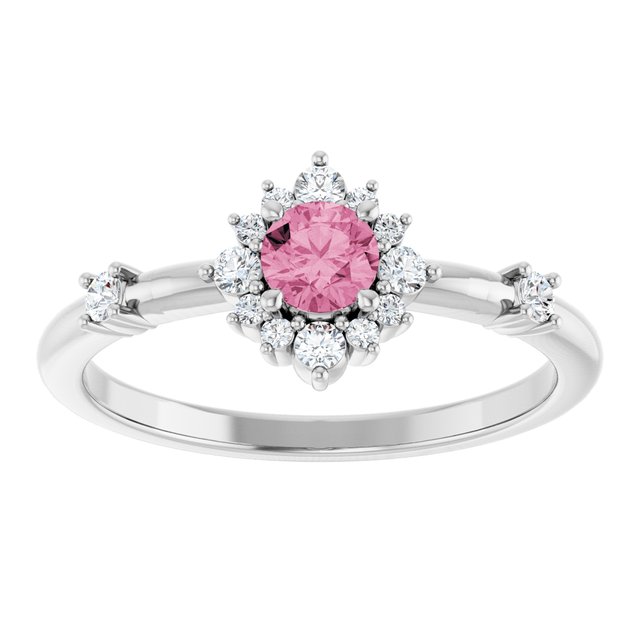 14k-white-natural-pink-tourmaline-&-1/6-ctw-natural-diamond-halo-style-ring