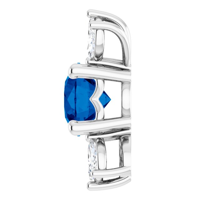 14k-white-lab-grown-blue-sapphire-&-1/5-ctw-natural-diamond-pendant