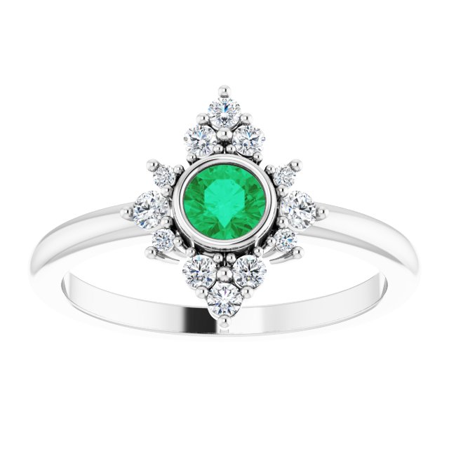 14k-white-lab-grown-emerald-&-1/5-ctw-natural-diamond-ring