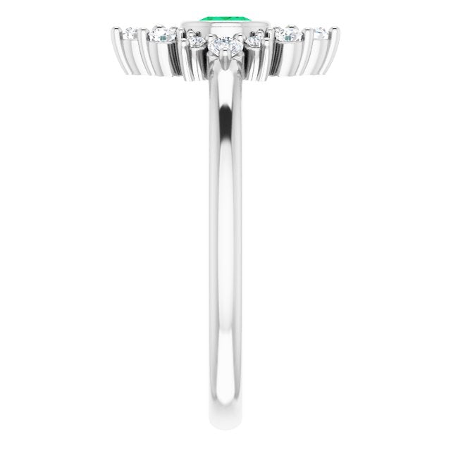 14k-white-lab-grown-emerald-&-1/5-ctw-natural-diamond-ring