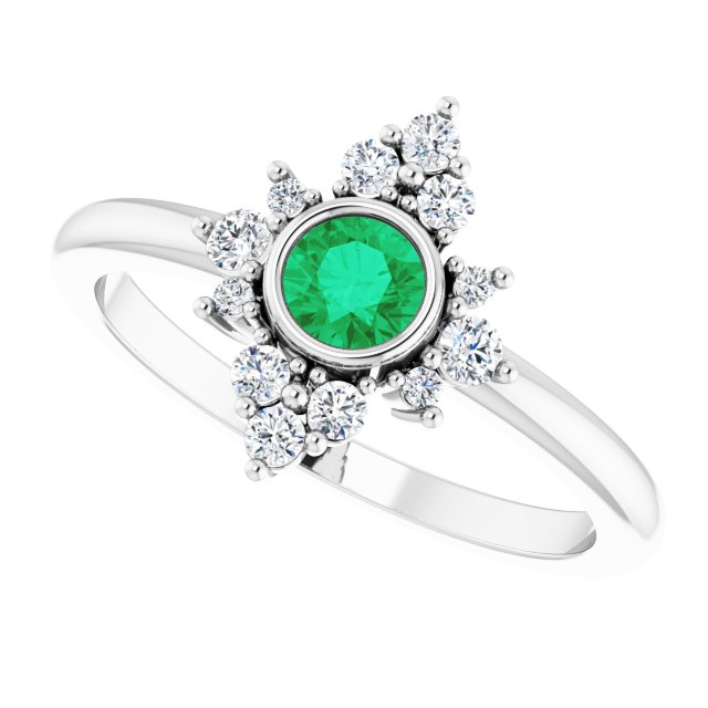 14k-white-lab-grown-emerald-&-1/5-ctw-natural-diamond-ring