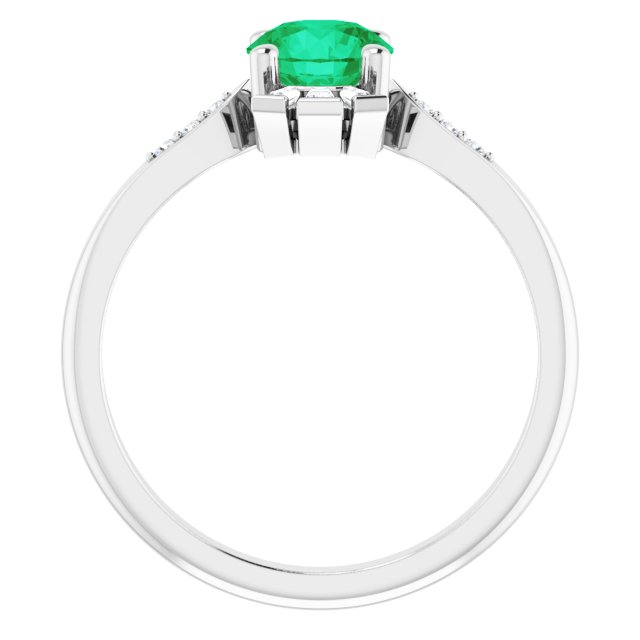 14k-white-lab-grown-emerald-&-1/6-ctw-natural-diamond-ring