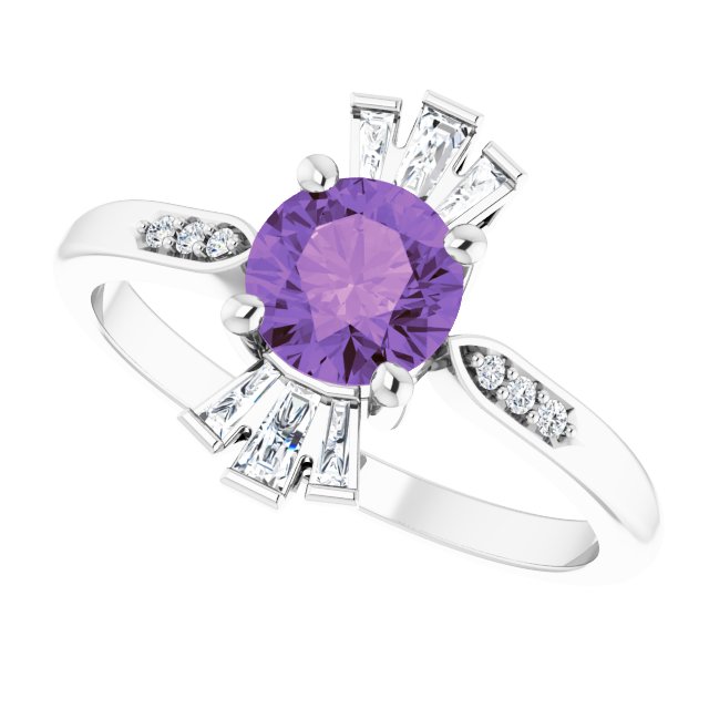 14k-white-natural-amethyst-&-1/6-ctw-natural-diamond-ring