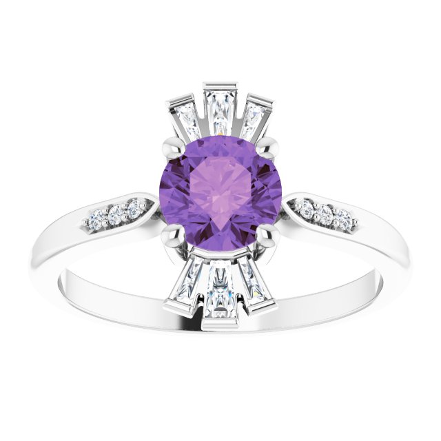 14k-white-natural-amethyst-&-1/6-ctw-natural-diamond-ring