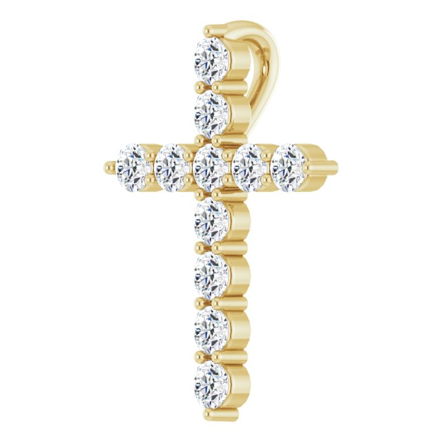 14k-yellow-1/4-ctw-lab-grown-diamond-cross-pendant