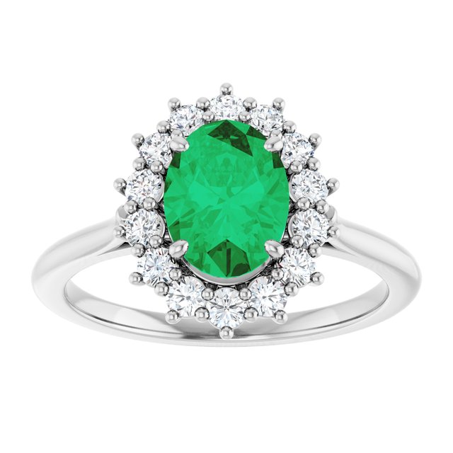 14k-white-lab-grown-emerald-&-3/8-ctw-natural-diamond-ring