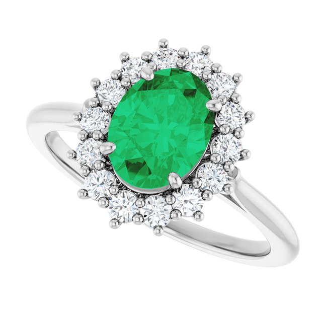 14k-white-lab-grown-emerald-&-3/8-ctw-natural-diamond-ring