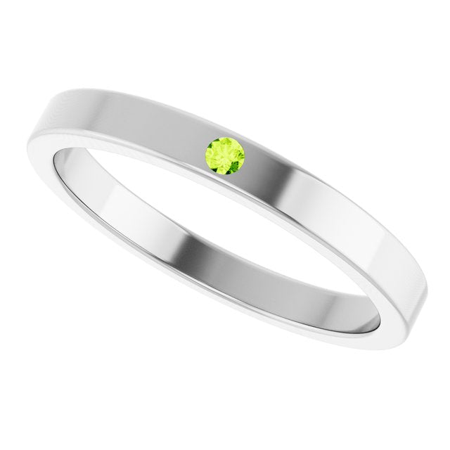 14k-white-natural-peridot-family-stackable-ring