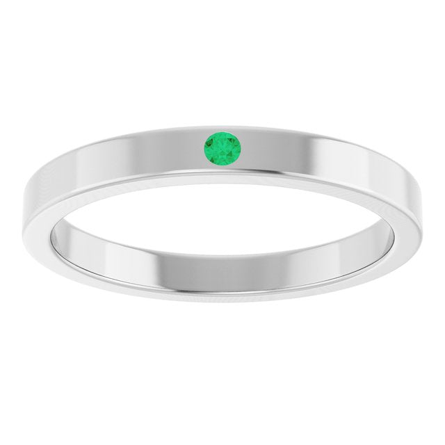 14k-white-natural-emerald-family-stackable-ring