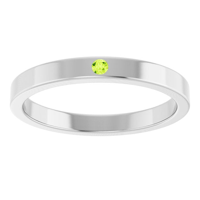 14k-white-natural-peridot-family-stackable-ring