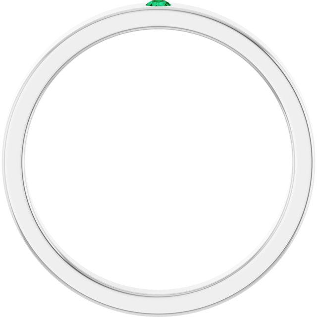 14k-white-natural-emerald-family-stackable-ring