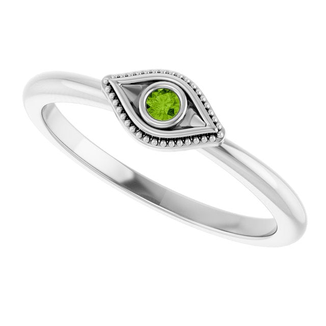 14k-white-natural-peridot-stackable-evil-eye-ring