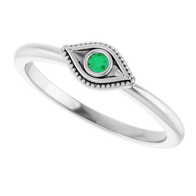 sterling-silver-natural-emerald-stackable-evil-eye-ring