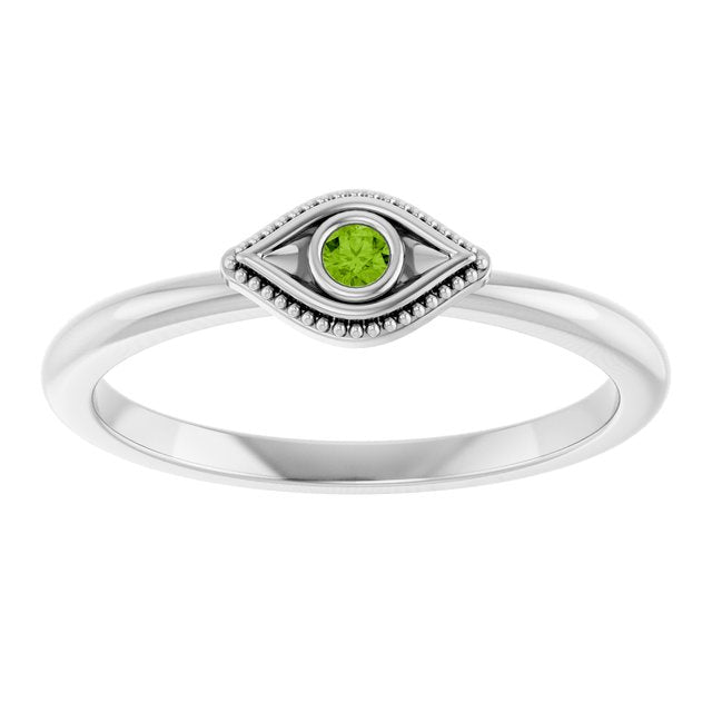 14k-white-natural-peridot-stackable-evil-eye-ring