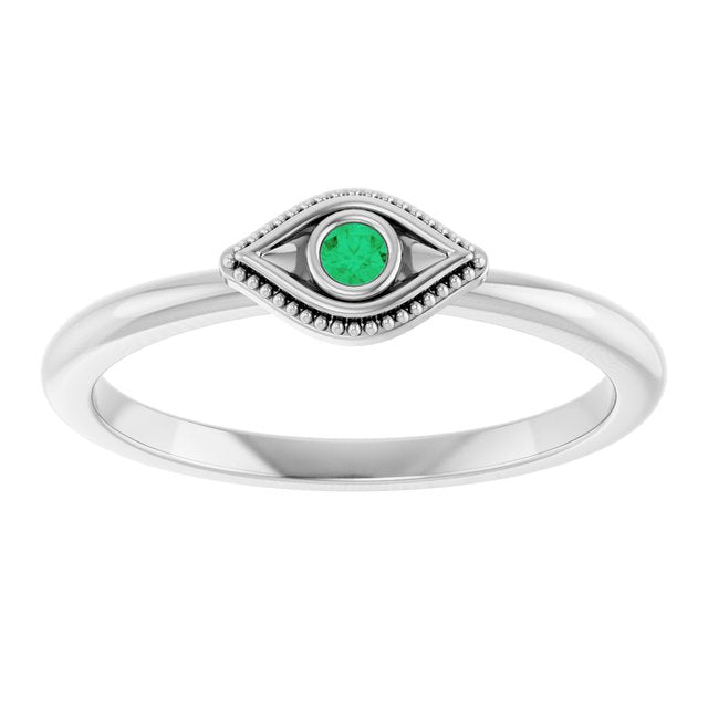 sterling-silver-natural-emerald-stackable-evil-eye-ring