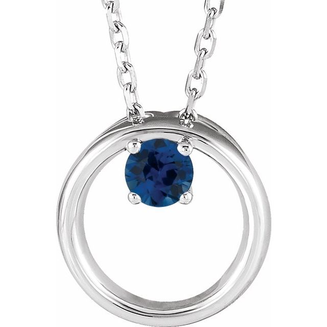 14k-white-lab-grown-blue-sapphire-circle-16-18"-necklace