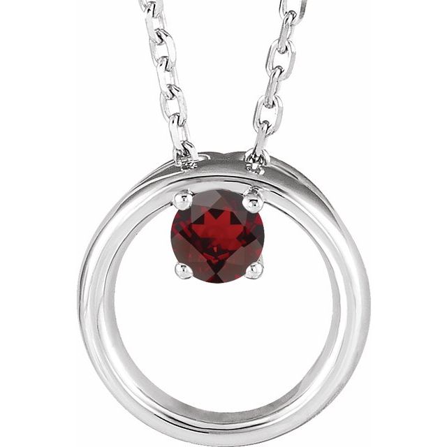 14k-white-natural-mozambique-garnet-circle-16-18"-necklace