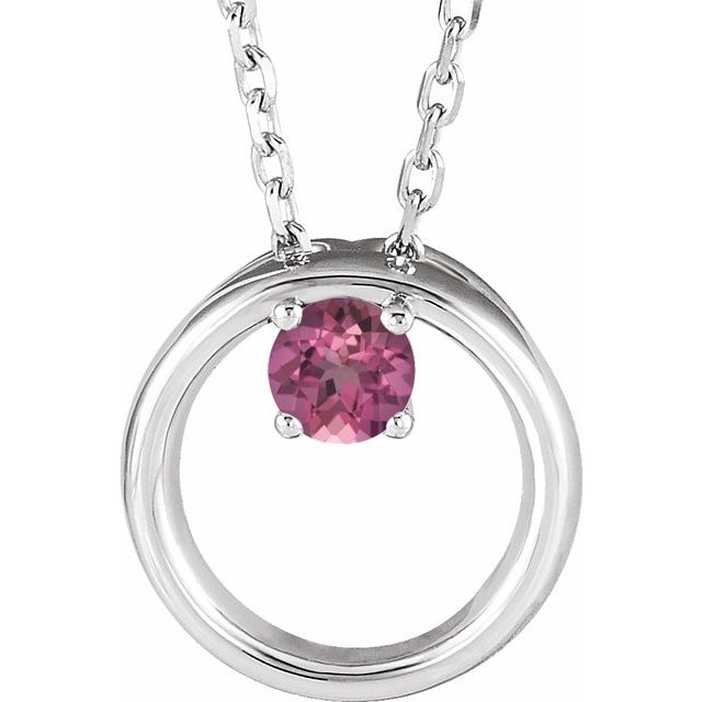 14k-white-natural-pink-tourmaline-circle-16-18"-necklace