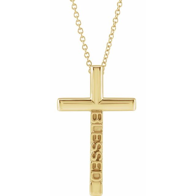14k-yellow-blessed-cross-16-18"-necklace