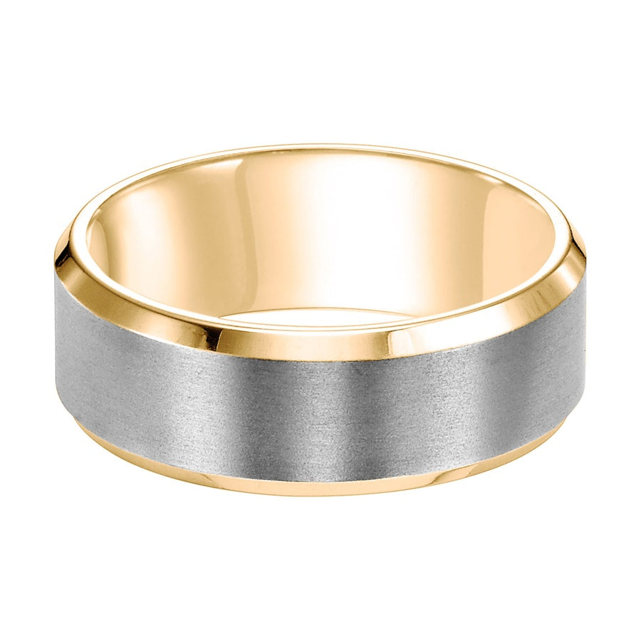 Platinum Comfort Fit Brushed Beveled Edge Wedding Band