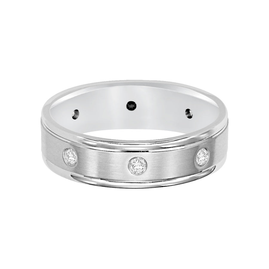 Nothing symbolizes eternal love more Comfort Fit, 8 stone diamond wedding band featuring a brushed finish and round edges
