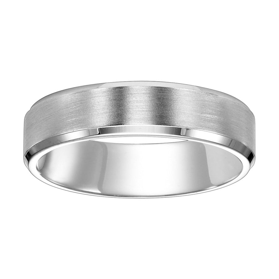 18K Yellow Gold Comfort Fit Brushed Beveled Edge Wedding Band
