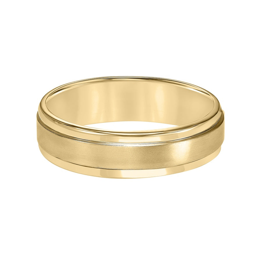 Featuring a stunning brushed finish and handsome round edges, this Comfort Fit wedding band fuses classic style with luxurious details