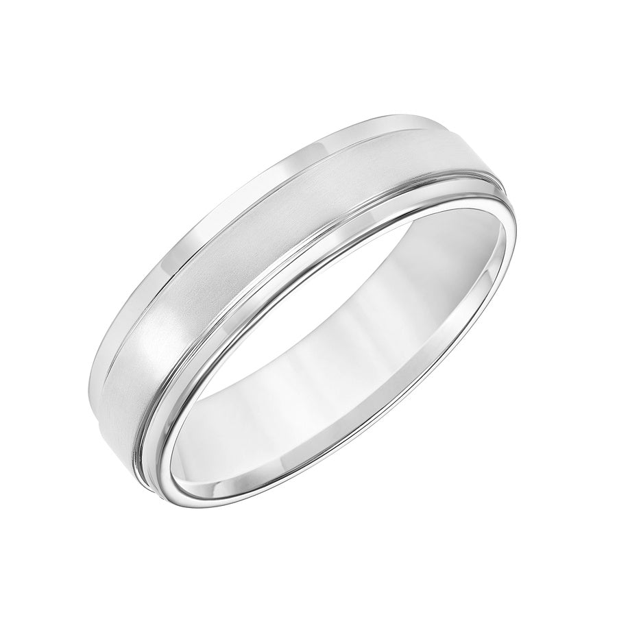 Featuring a stunning brushed finish and handsome round edges, this Comfort Fit wedding band fuses classic style with luxurious details
