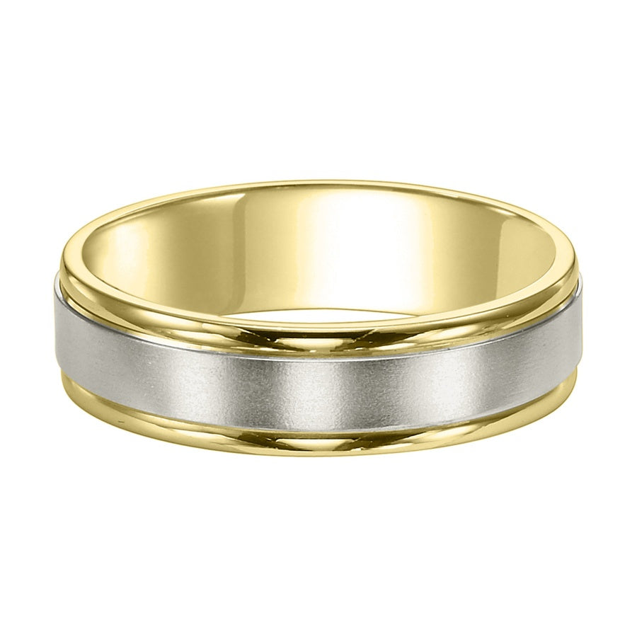 Men's wedding band with satin finish and round edges with  flat profile