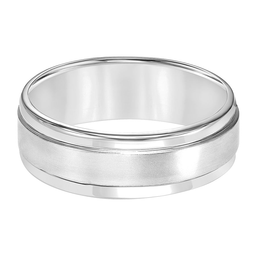 Featuring a stunning brushed finish and handsome round edges this Comfort Fit wedding band fuses classic style with luxurious details