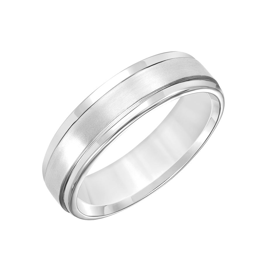 Featuring a stunning brushed finish and handsome round edges this Comfort Fit wedding band fuses classic style with luxurious details