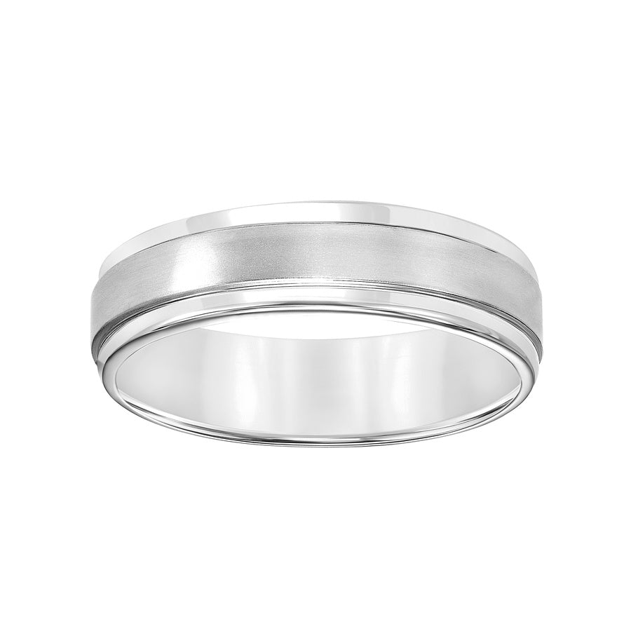 Featuring a stunning brushed finish and handsome round edges, this Comfort Fit wedding band fuses classic style with luxurious details