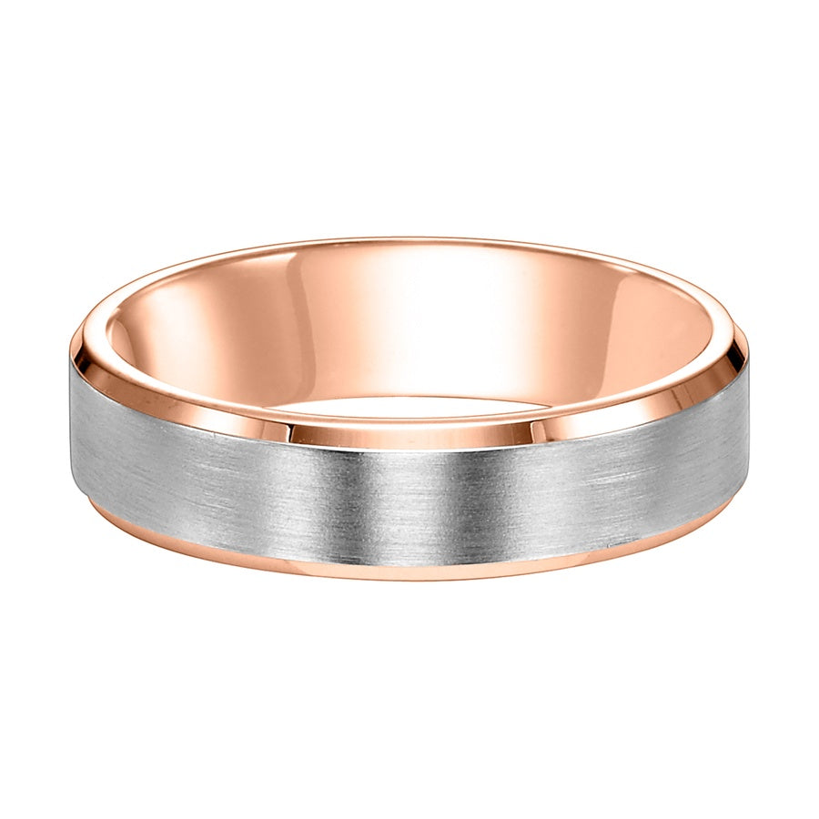 Platinum Comfort Fit Brushed Beveled Edge Wedding Band