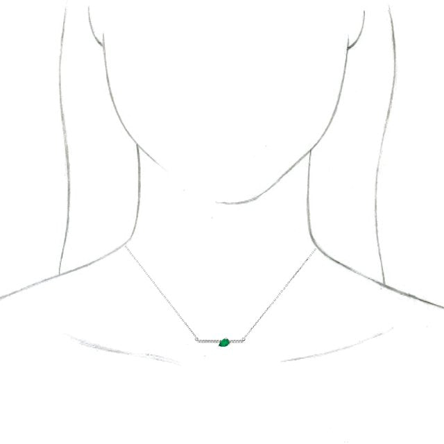 14k-white-lab-grown-emerald-&-1/10-ctw-natural-diamond-18"-necklace