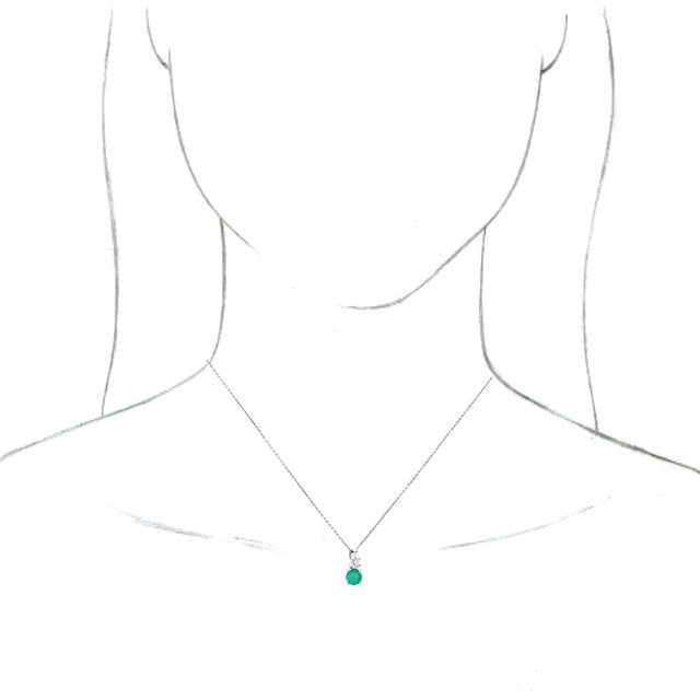 14k-white-lab-grown-emerald-&-1/10-ctw-natural-diamond-16-18"-necklace