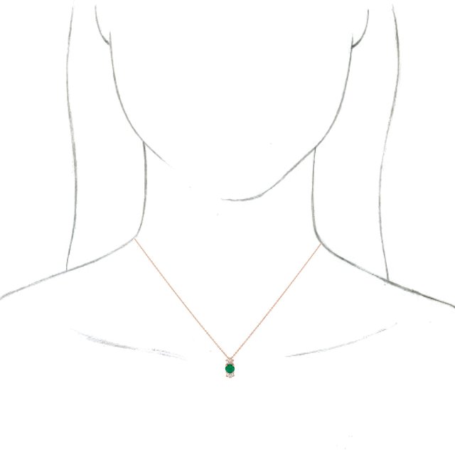 14k-rose-lab-grown-emerald-&-1/6-ctw-natural-diamond-16-18"-necklace