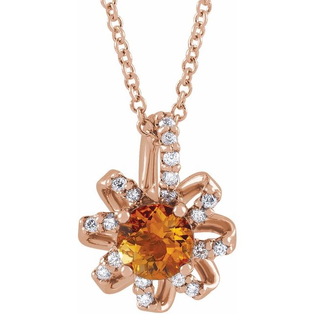 14k-rose-natural-citrine-&-.07-ctw-natural-diamond-halo-style-16-18"-necklace