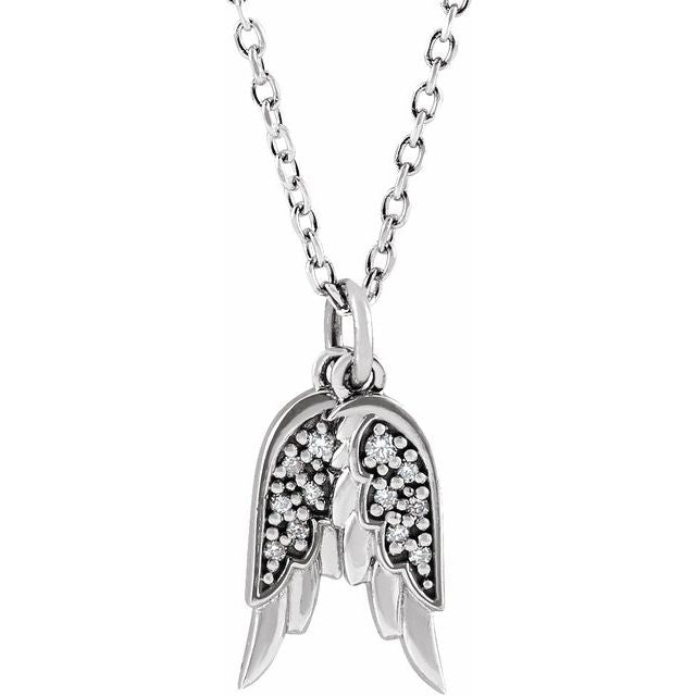 sterling-silver-.03-ctw-natural-diamond-angel-wings-16-18"-necklace