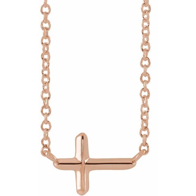 14k-rose-sideways-cross-18"-necklace