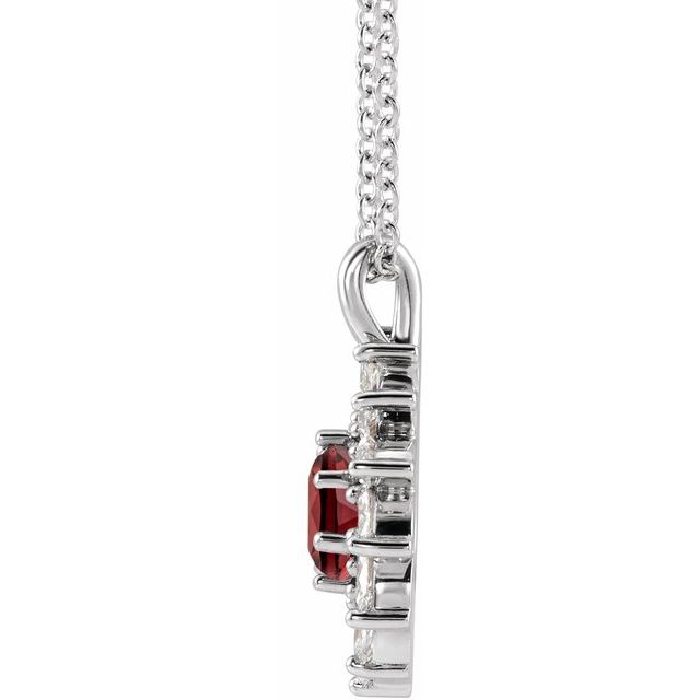 sterling-silver-natural-mozambique-garnet-&-5/8-ctw-natural-diamond-halo-style-16-18"-necklace