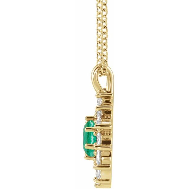 14k-yellow-lab-grown-emerald-&-5/8-ctw-natural-diamond-halo-style-16-18"-necklace