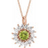 14k-rose-natural-peridot-&-5/8-ctw-natural-diamond-halo-style-16-18"-necklace